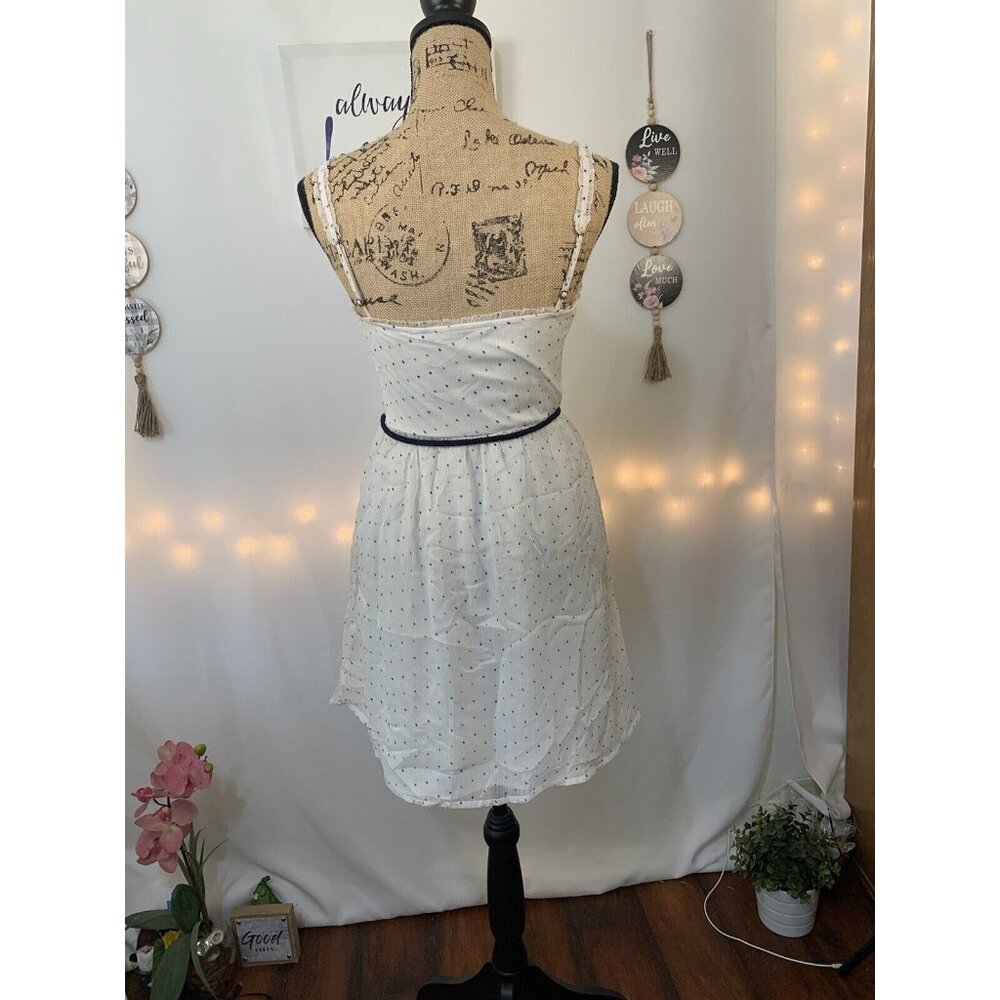 (E-147)ZARA Trafaluc White Polka Dot Dress Women Size S‎ Sleeveless Summer Lined - Picture 4 of 9